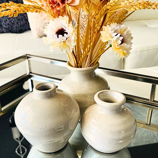 Mini Ceramic Cream Vase Set