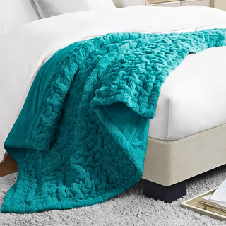 Teal Ruched Throw