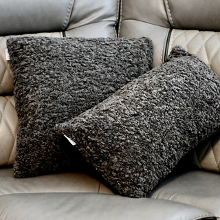Rectangle Grey Boucle Pillow